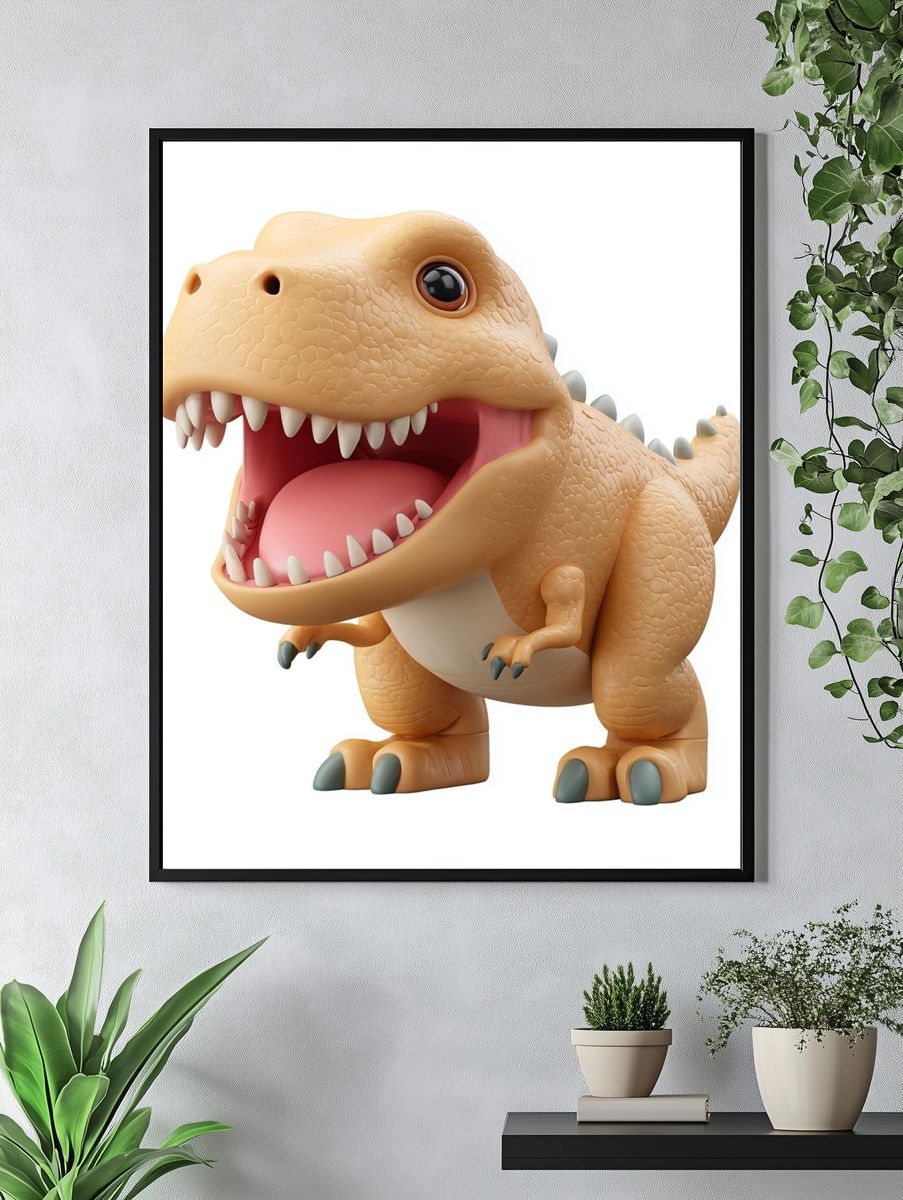 Cute T-Rex Cartoon Poster. — room view 4
