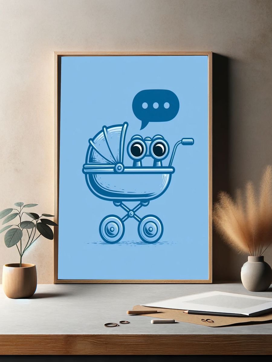 Baby Stroller Cartoon Print. — room view 2
