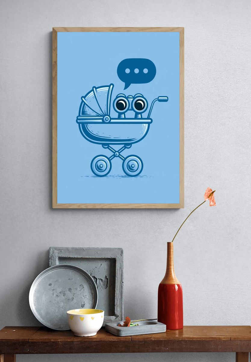 Baby Stroller Cartoon Print. — room view 3