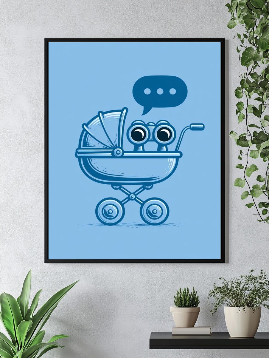 Baby Stroller Cartoon Print. — room view 4