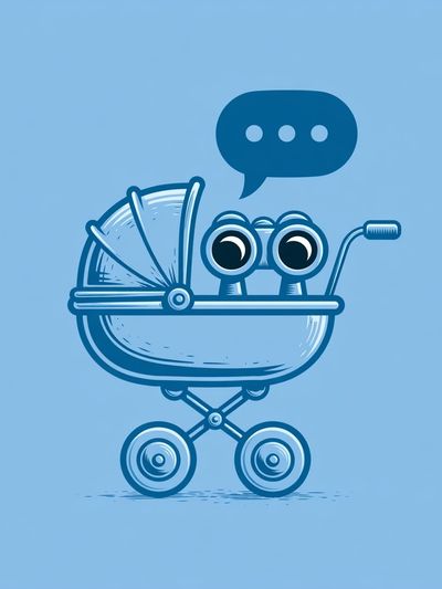 Baby Stroller Cartoon Print.