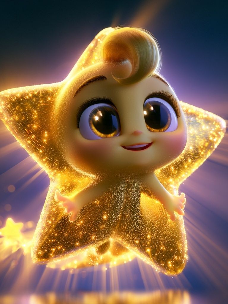Glowing Star Baby Cartoon Print. poster — kids art