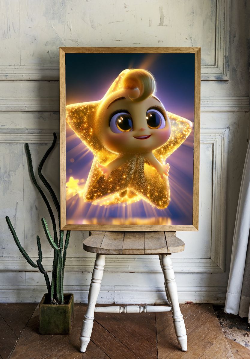 Glowing Star Baby Cartoon Print. — room view 1