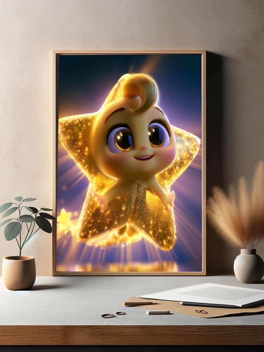 Glowing Star Baby Cartoon Print. — room view 2