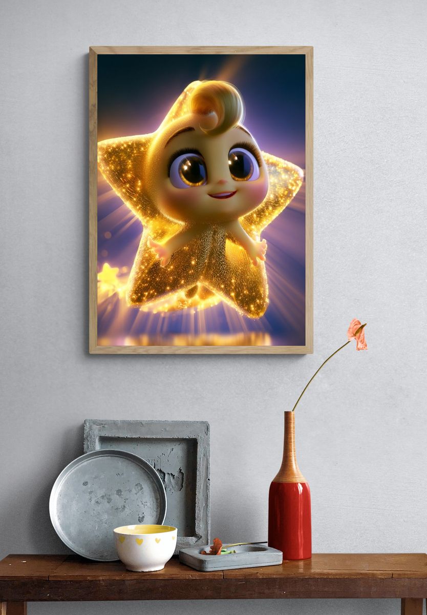 Glowing Star Baby Cartoon Print. — room view 3