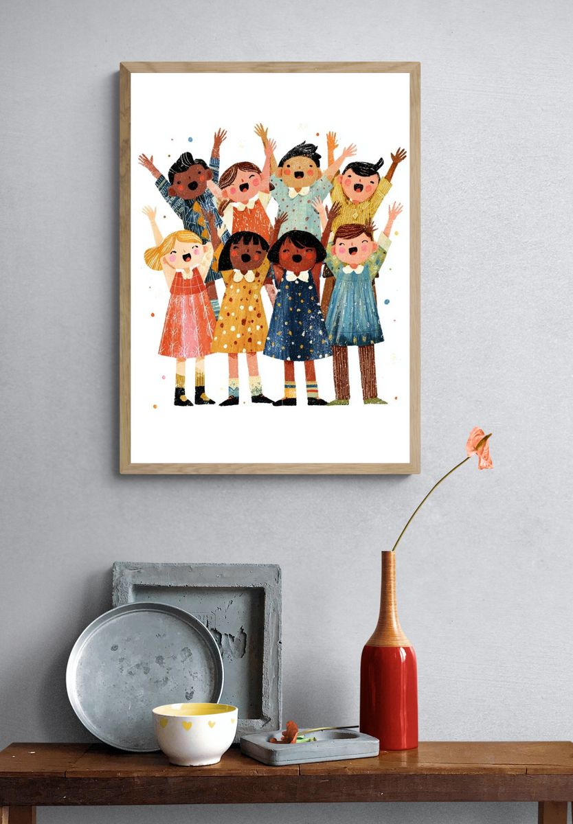 Joyful Kids — Illustration Print. — room view 3