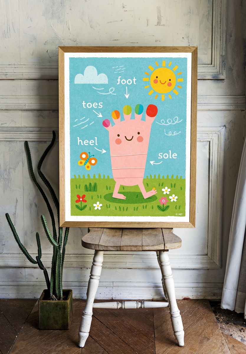 Happy Foot Anatomy Kids Print. room preview