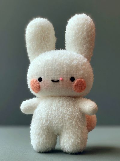 Cute Bunny Plush Portrait Print.