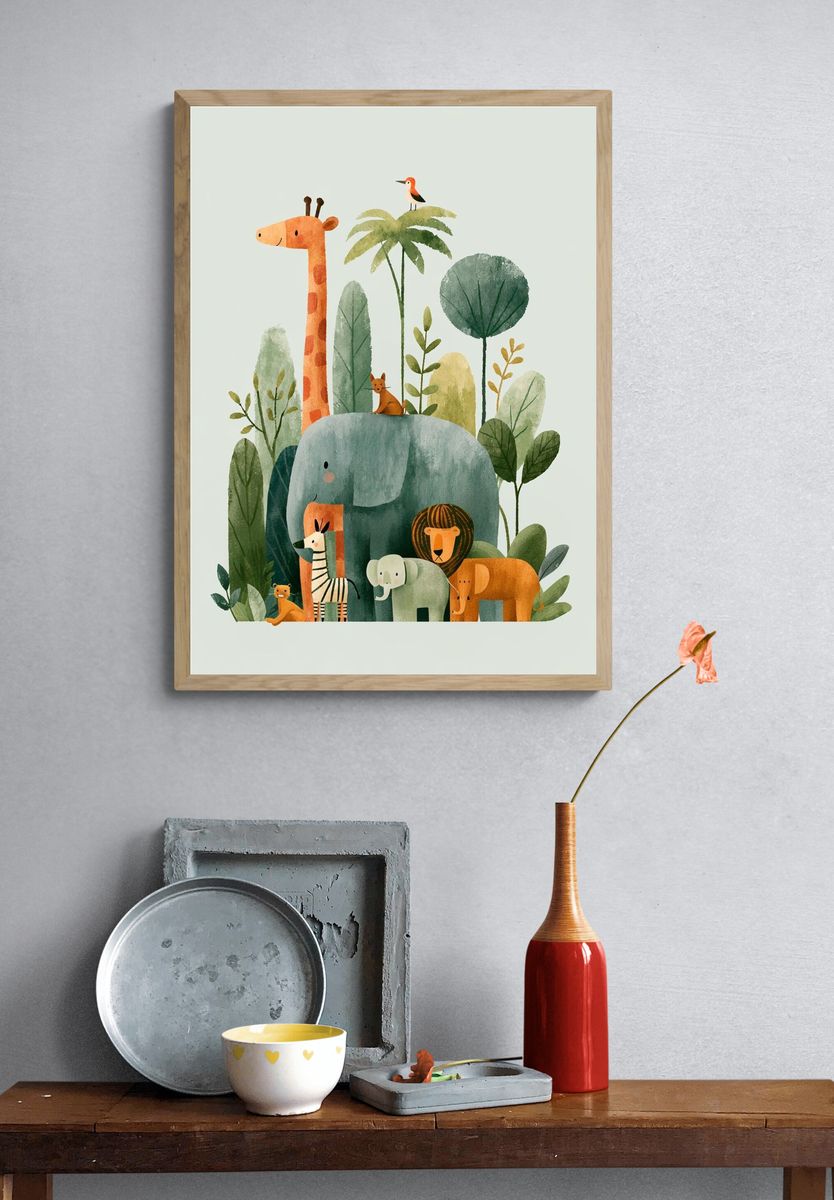 Safari Friends Nursery Poster. — room view 3