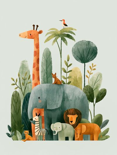 Safari Friends Nursery Poster. poster