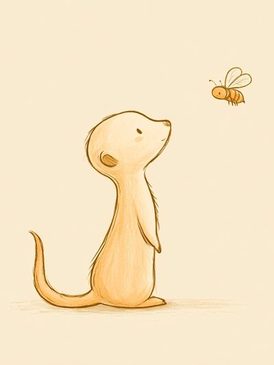 Meerkat and Bee Illustration Poster.