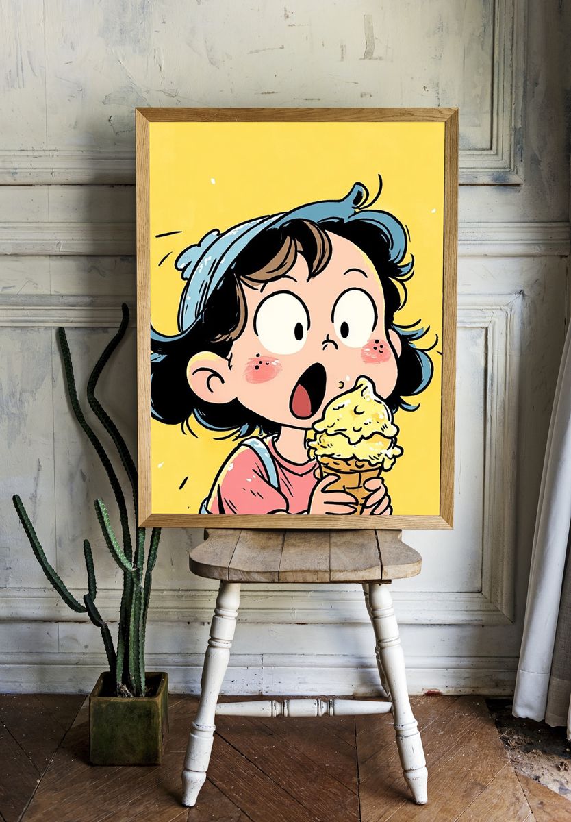 Ice Cream Girl Cartoon Poster. — room view 1