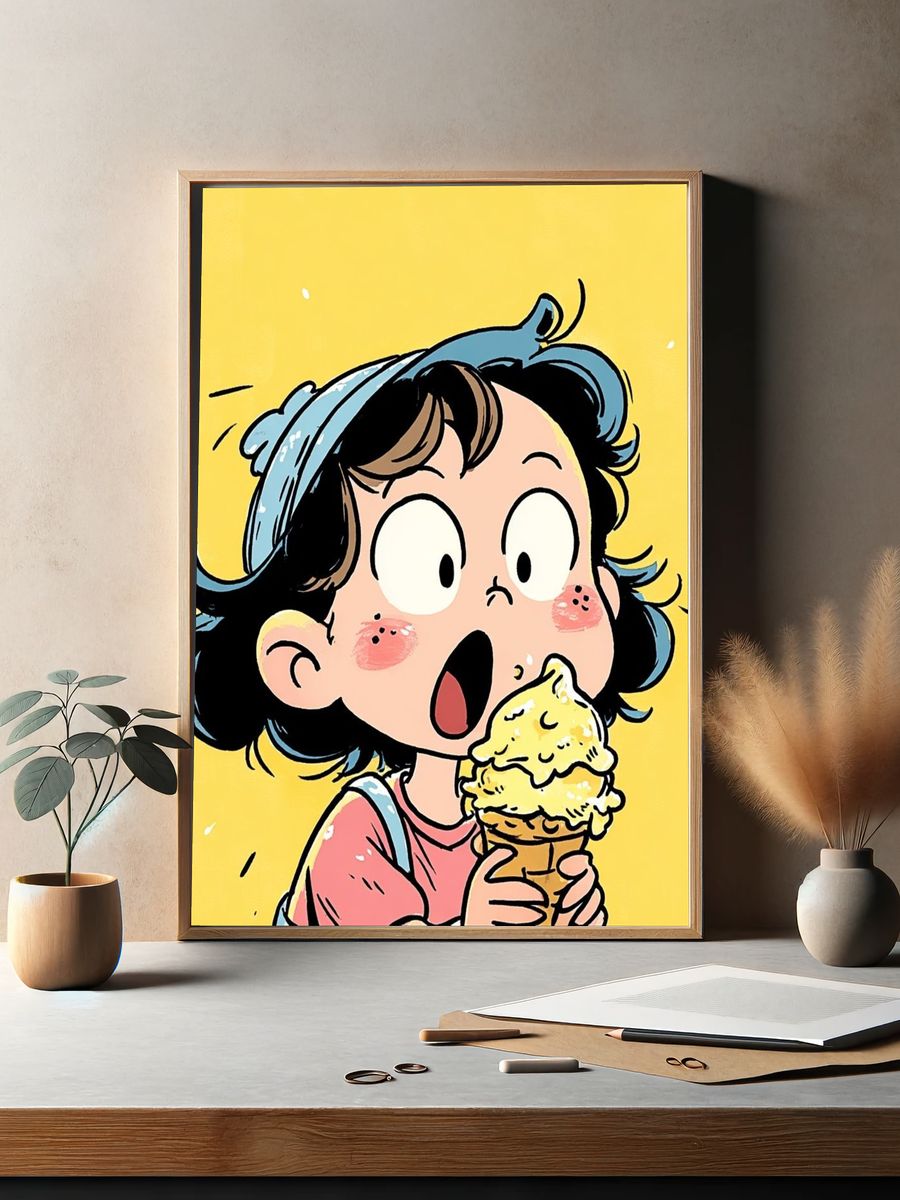 Ice Cream Girl Cartoon Poster. — room view 2