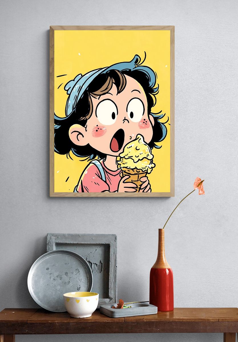 Ice Cream Girl Cartoon Poster. — room view 3