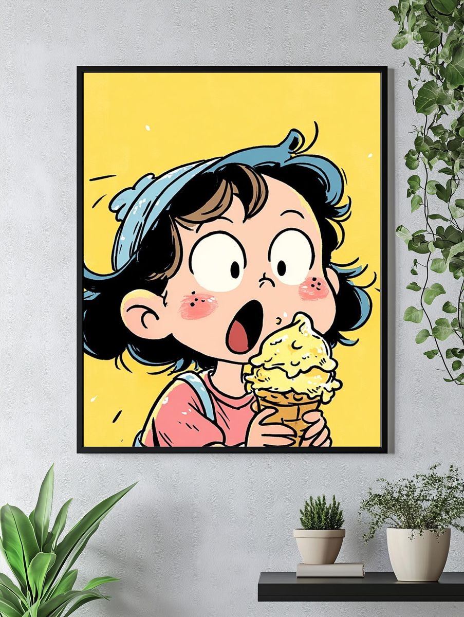 Ice Cream Girl Cartoon Poster. — room view 4