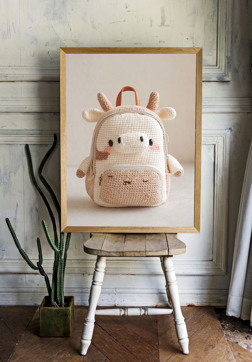 Cute Cow Backpack — Print. — room view 1