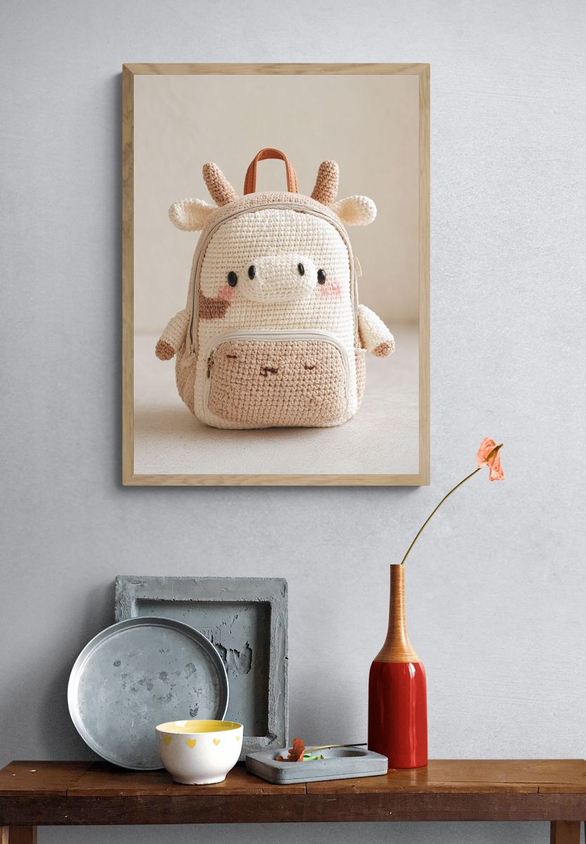 Cute Cow Backpack — Print. — room view 3
