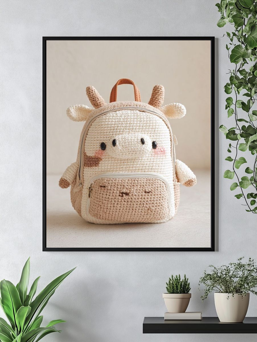 Cute Cow Backpack — Print. — room view 4