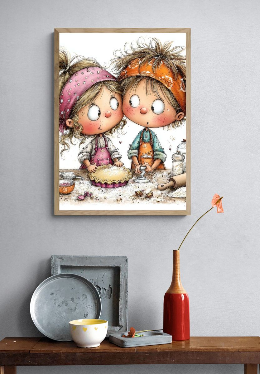 Baking Kids Illustration Poster. — room view 3