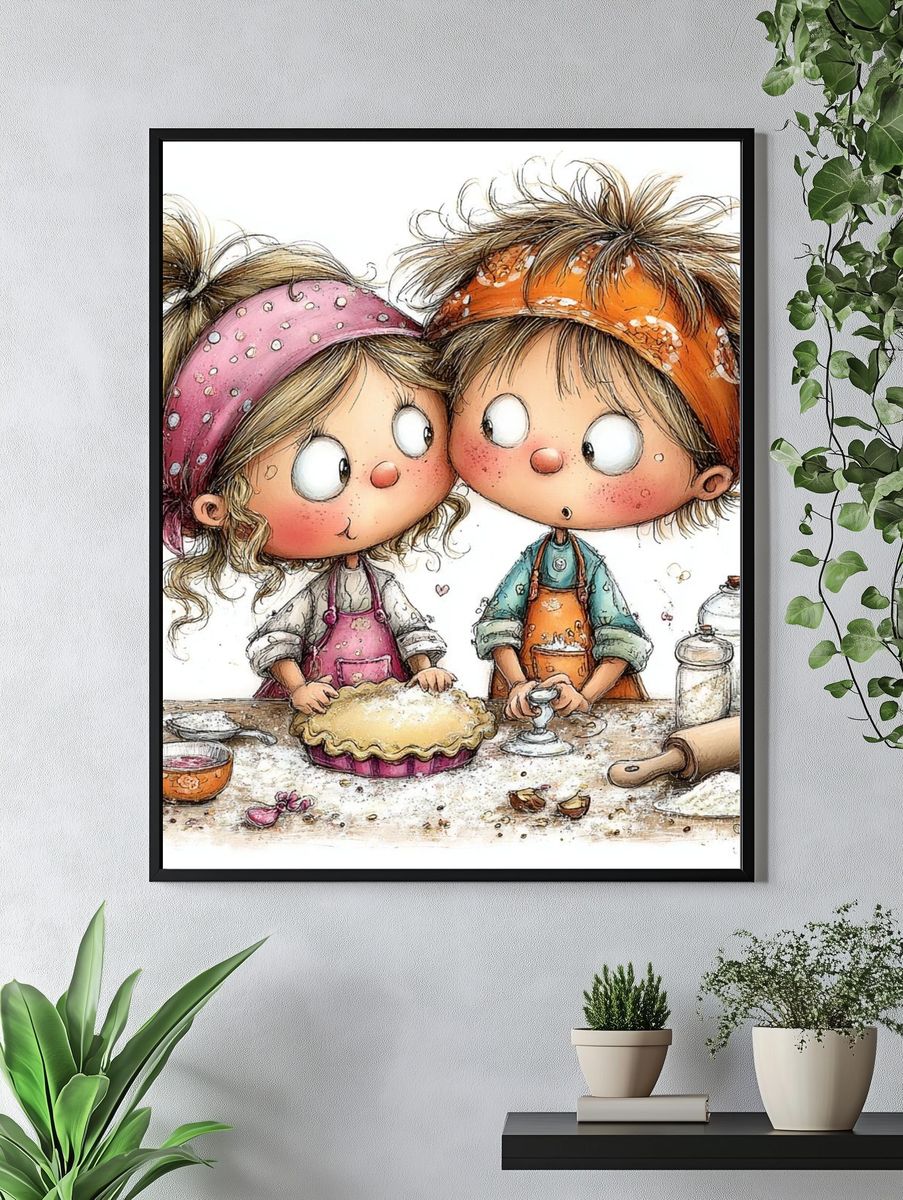 Baking Kids Illustration Poster. — room view 4