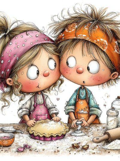 Baking Kids Illustration Poster.