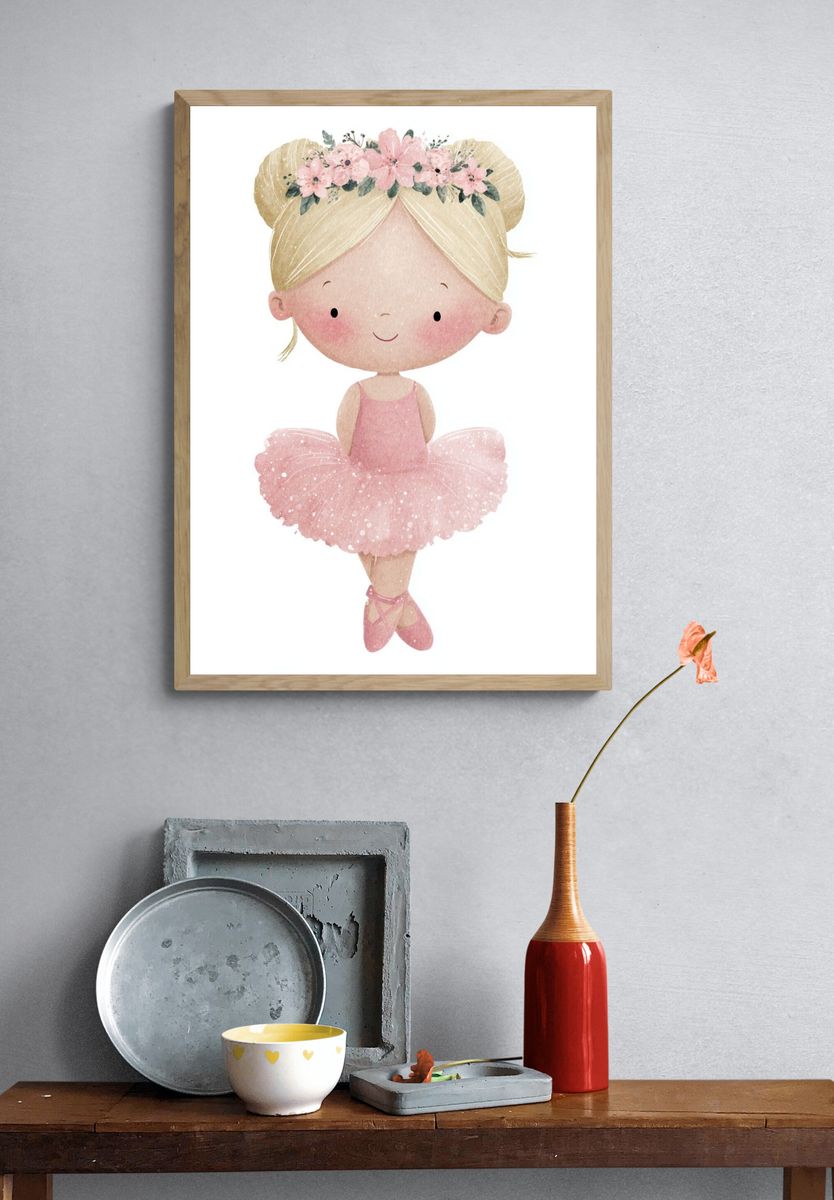 Ballet Dancer — Kids Illustration Print. — room view 3