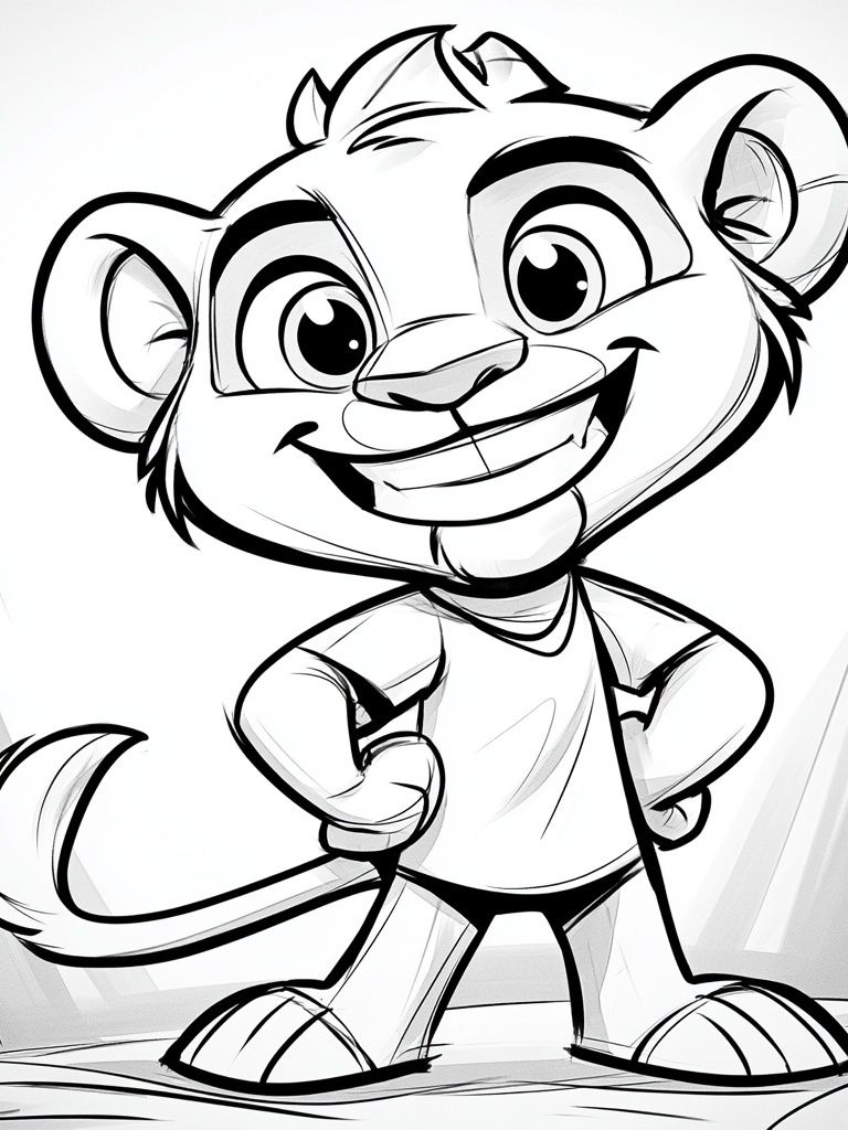 Smiling Lion Cub Cartoon Poster. poster detail