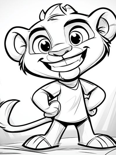 Smiling Lion Cub Cartoon Poster.