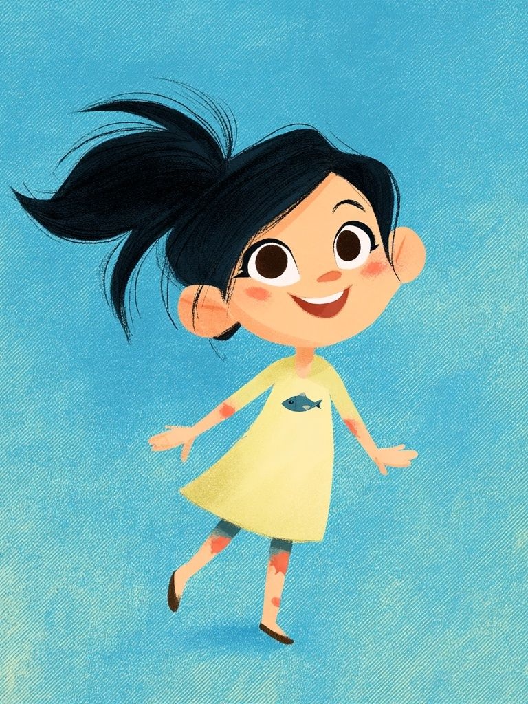 Smiling Girl Illustration Poster. poster — kids art