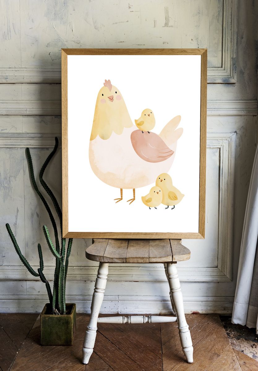 Cute Chick Family Illustration Poster. room preview