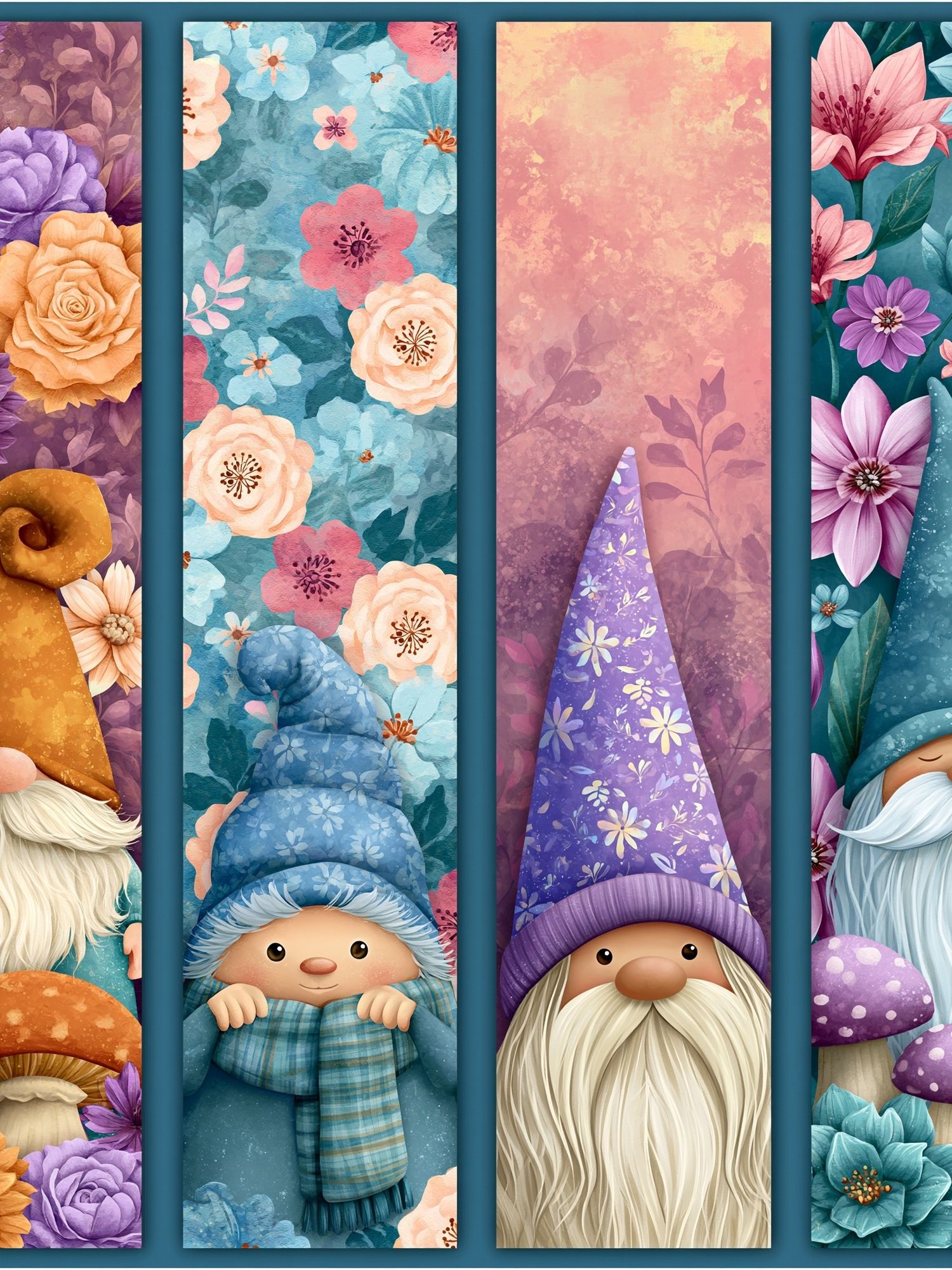 Whimsical Garden Gnomes Illustration Poster. poster — kids art