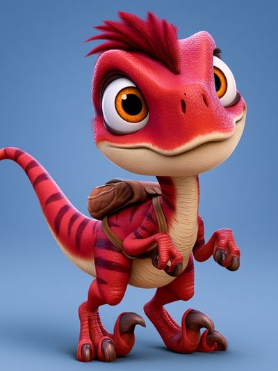 Cute Red Dinosaur Illustration Poster.