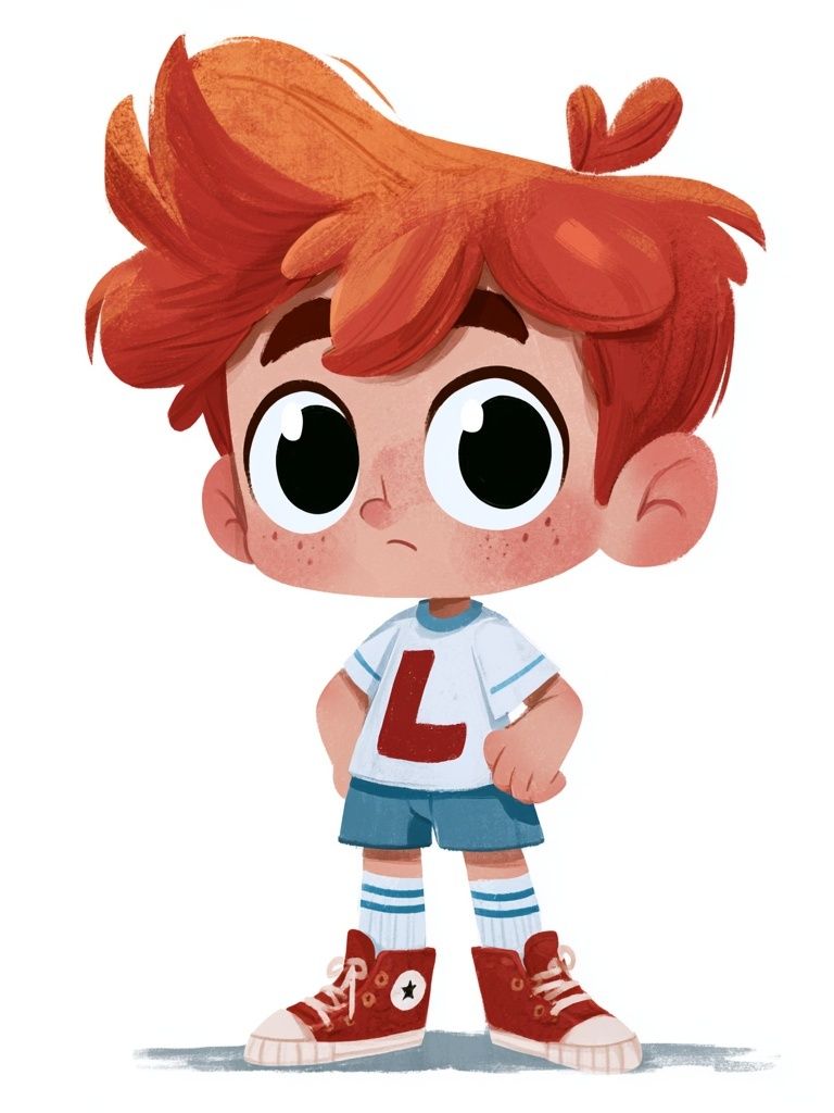 Red-Haired Boy Cartoon Poster. poster detail