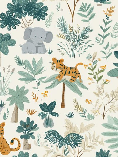 Safari Jungle Nursery Illustration Poster