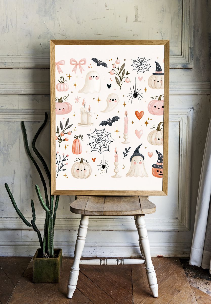 Halloween Pumpkin Ghost Print. — room view 1