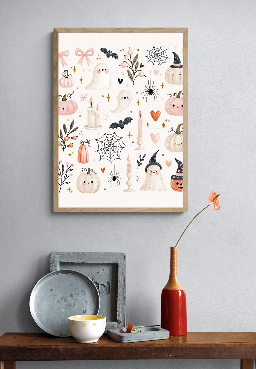 Halloween Pumpkin Ghost Print. — room view 3