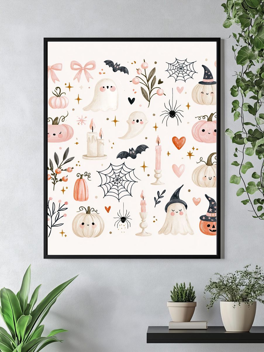 Halloween Pumpkin Ghost Print. — room view 4