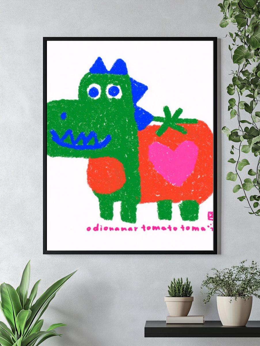 Playful Dinosaur Illustration Poster. — room view 4