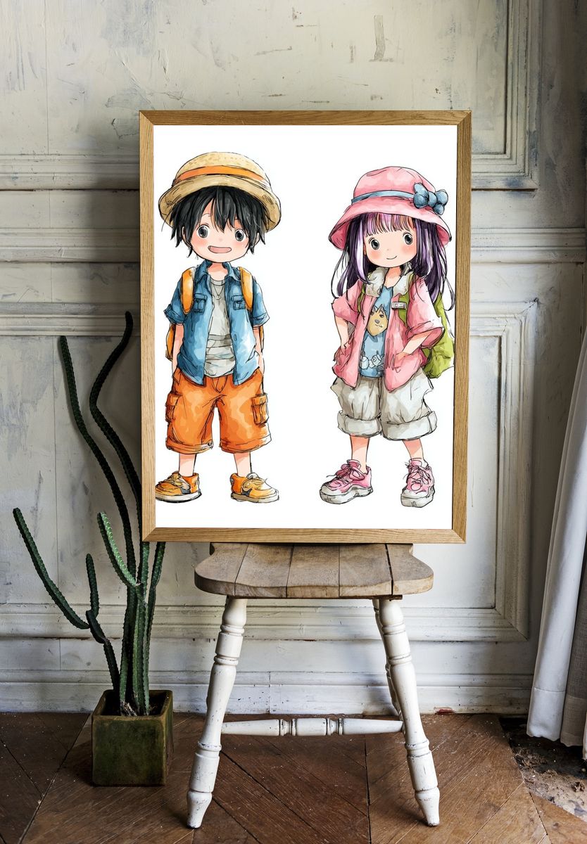 Cute Kids Travel Illustration Poster. — room view 1