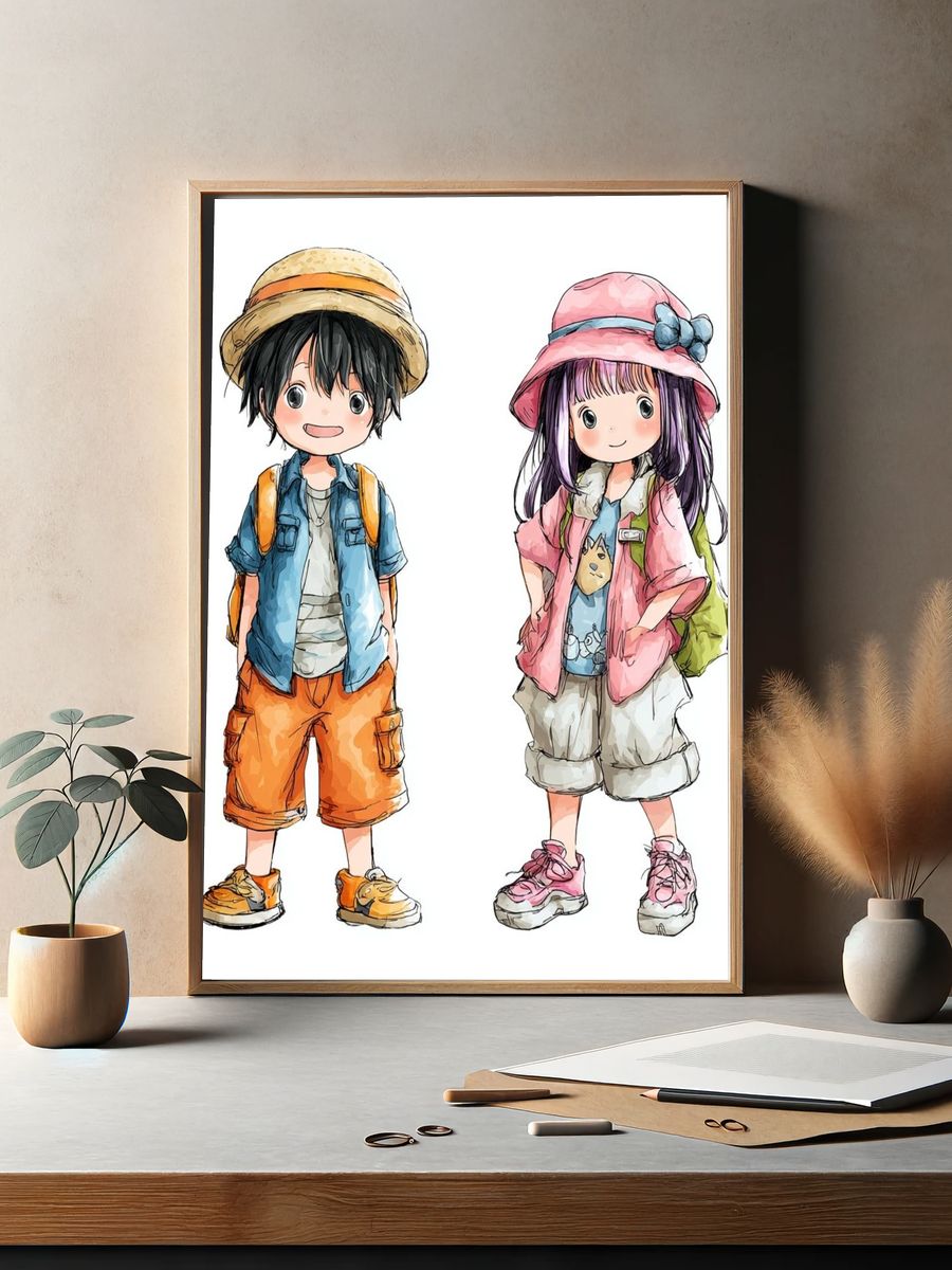 Cute Kids Travel Illustration Poster. — room view 2