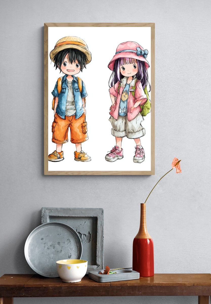 Cute Kids Travel Illustration Poster. — room view 3