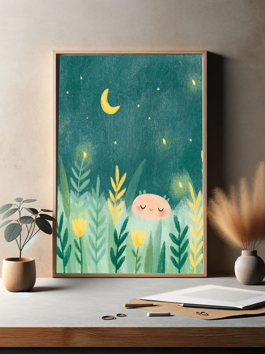 Moonlit Meadow Nursery Print. — room view 2