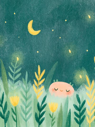 Moonlit Meadow Nursery Print. poster