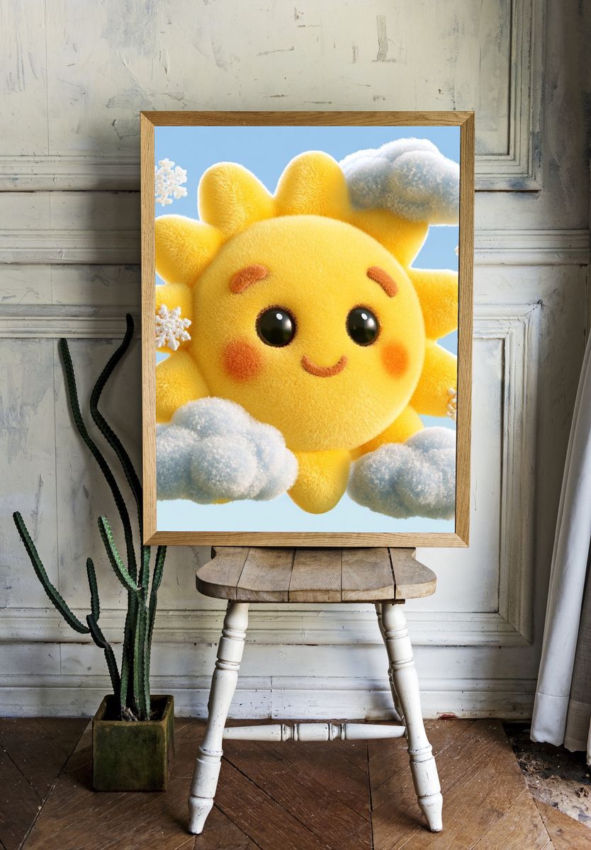 Smiling Sun Cloud Poster. room preview