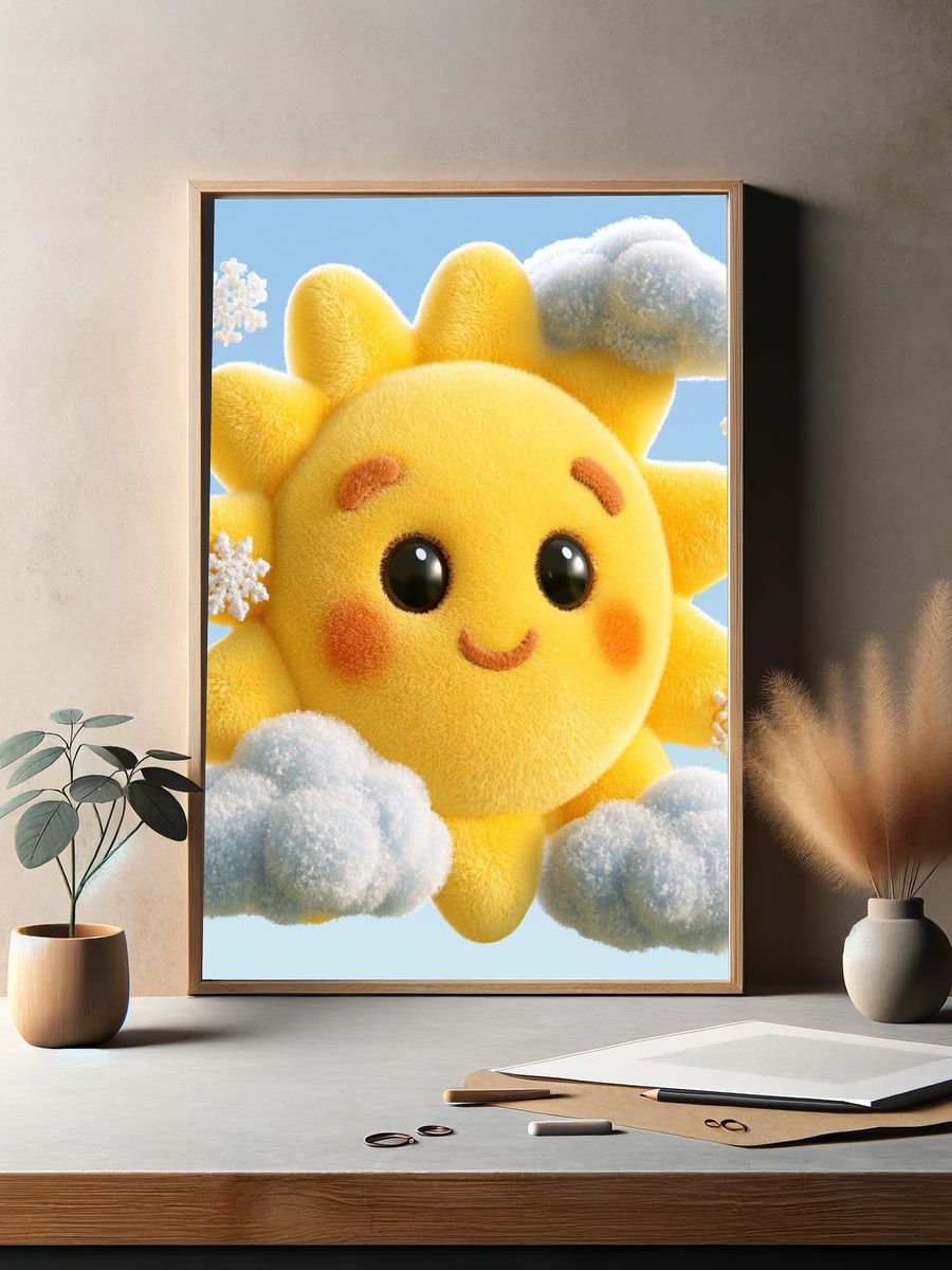 Smiling Sun Cloud Poster. — room view 2