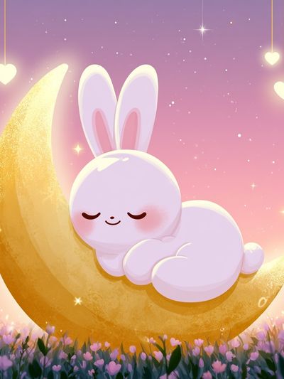 Sleeping Bunny Moon Poster.