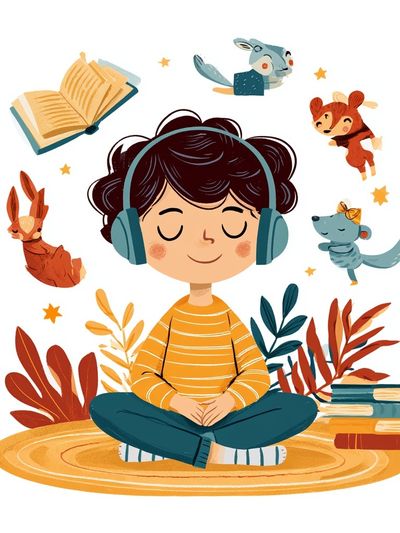 Reading Child Illustration Poster.