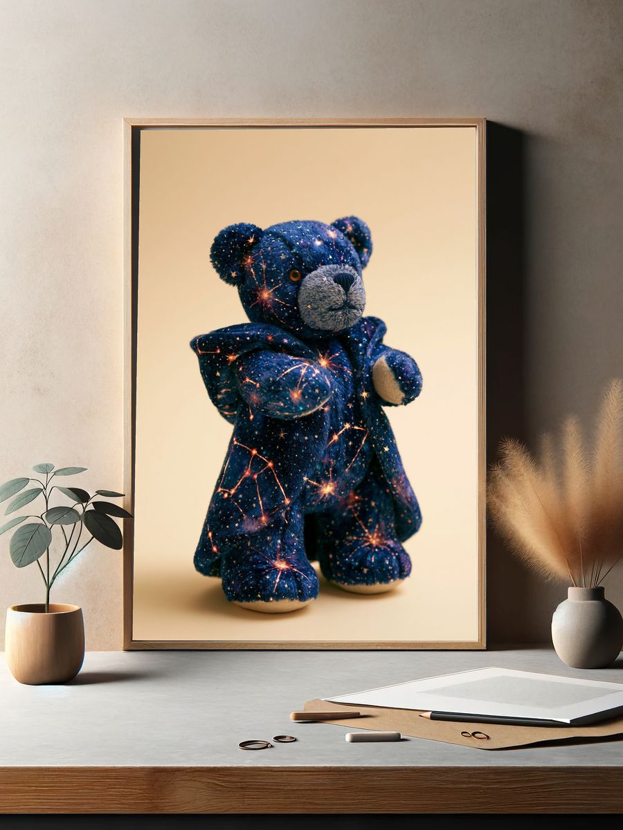Cosmic Teddy Bear Illustration Print. — room view 2