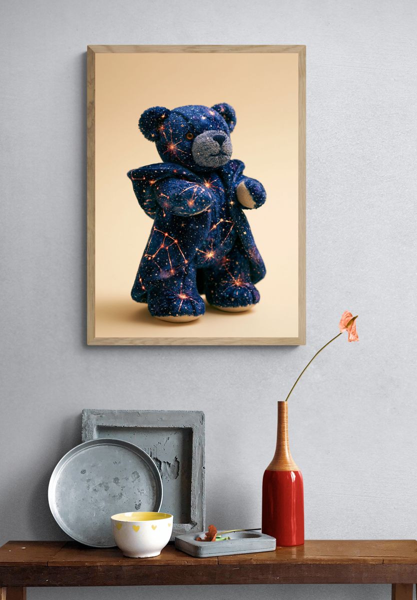 Cosmic Teddy Bear Illustration Print. — room view 3