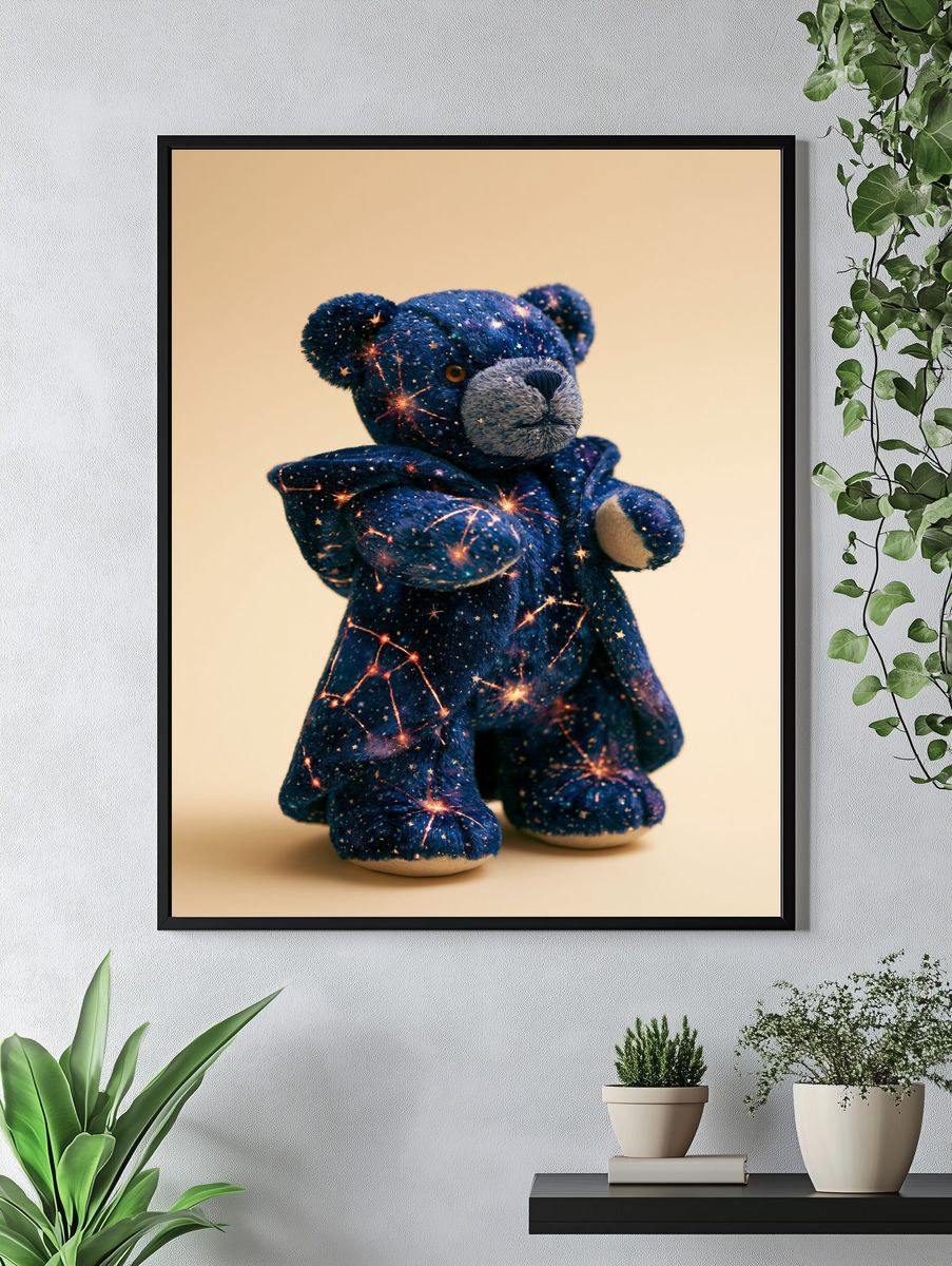 Cosmic Teddy Bear Illustration Print. — room view 4